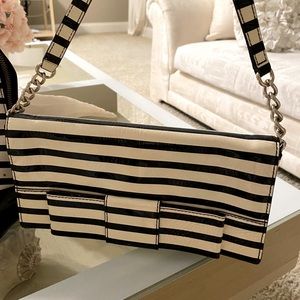 Black and white stripped bow Kate Spade purse